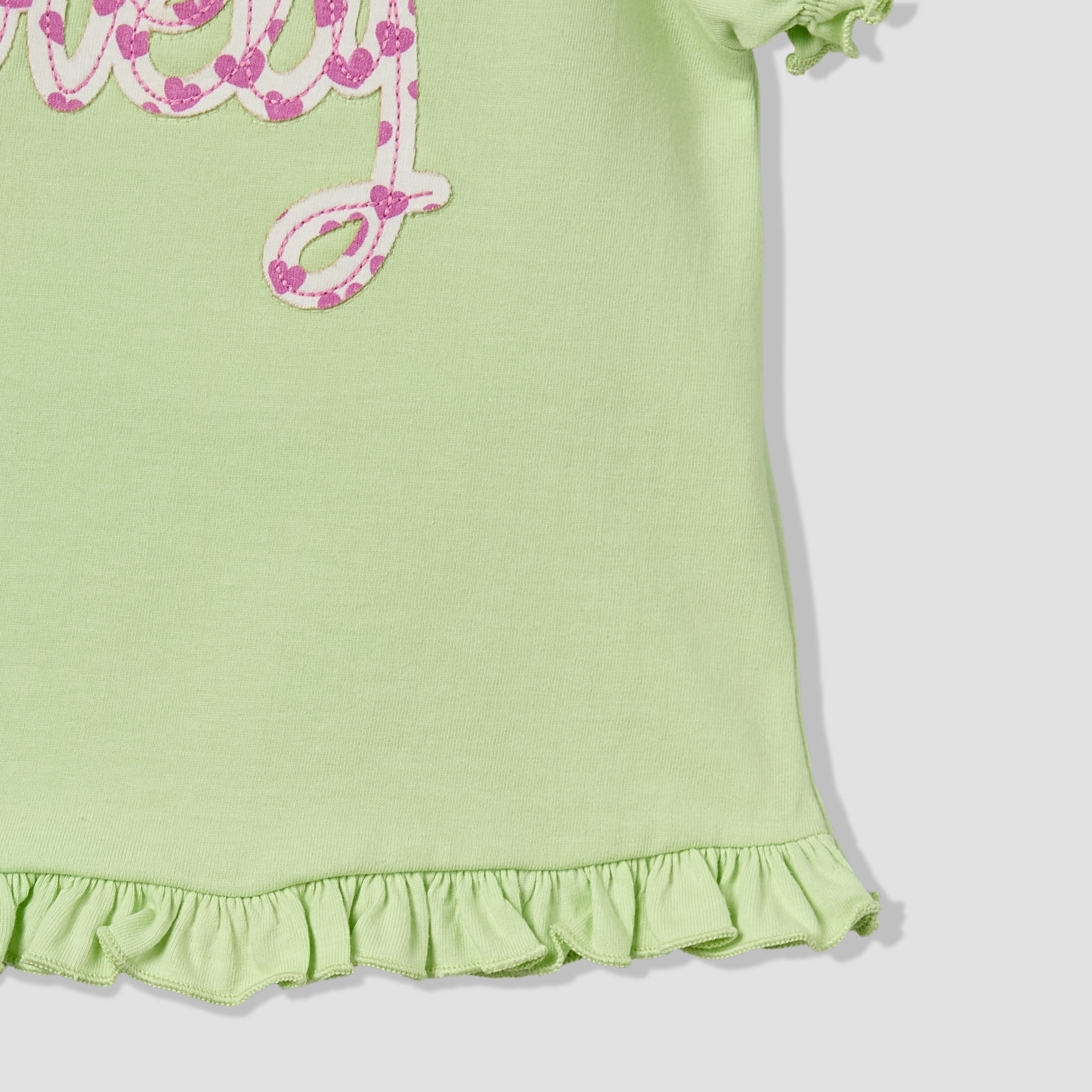 Pack of 2 Juniors Crew Neck Ruffle Sleeves T-shirt with Heart Print