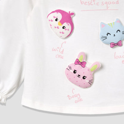Pack of 2 Juniors Crew Neck Long Sleeves T-shirt with Applique Detail