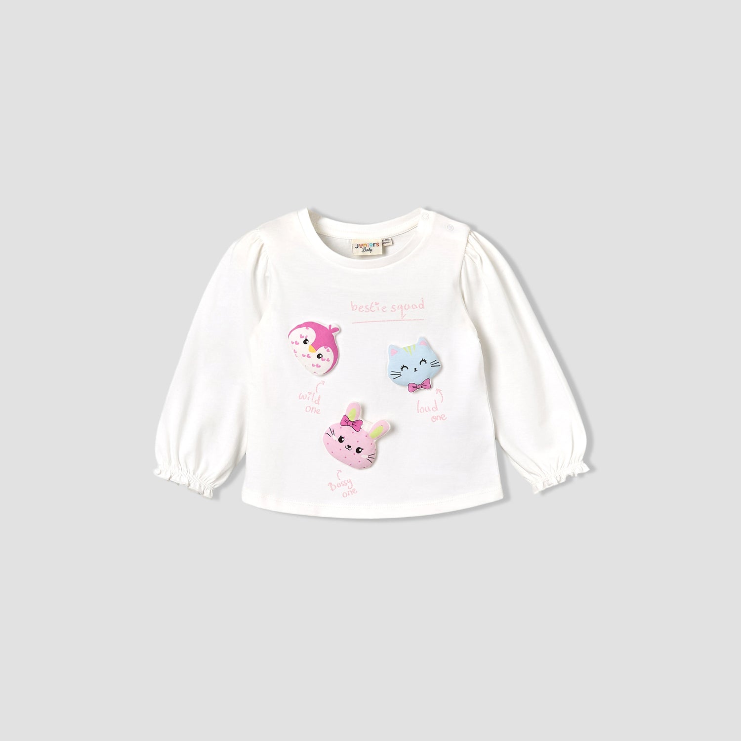 Pack of 2 Juniors Crew Neck Long Sleeves T-shirt with Applique Detail