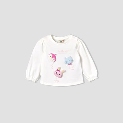 Pack of 2 Juniors Crew Neck Long Sleeves T-shirt with Applique Detail