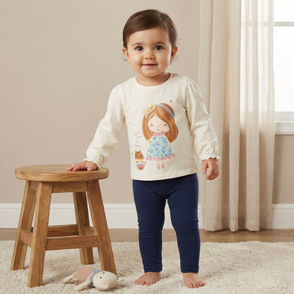 Juniors Crew Neck Long Sleeves T-shirt with Graphic Print
