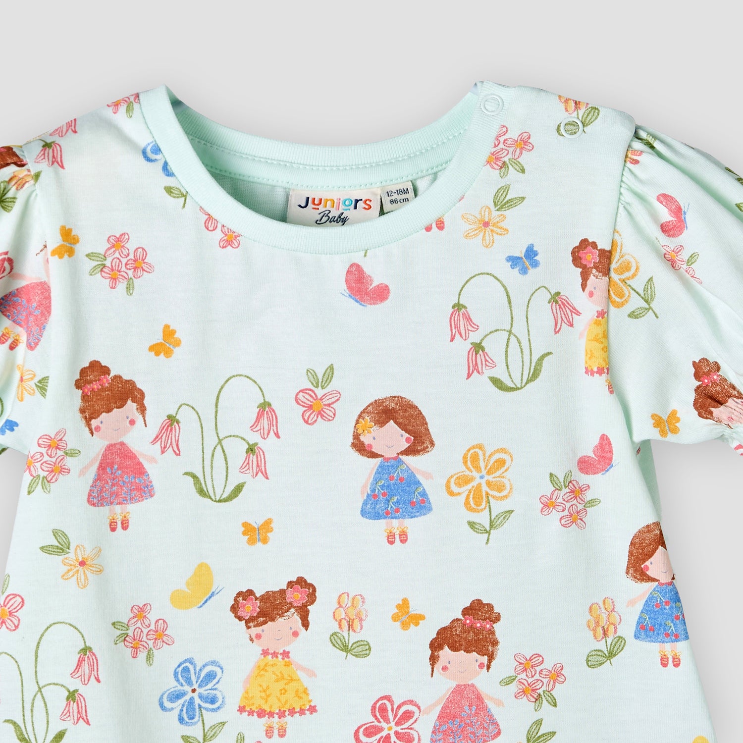 Juniors Crew Neck Short Sleeves T-shirt with Floral Print