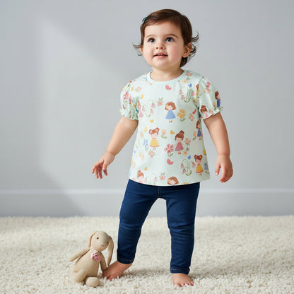 Juniors Crew Neck Short Sleeves T-shirt with Floral Print