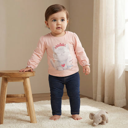 Juniors Crew Neck Long Sleeves T-shirt with Graphic Print