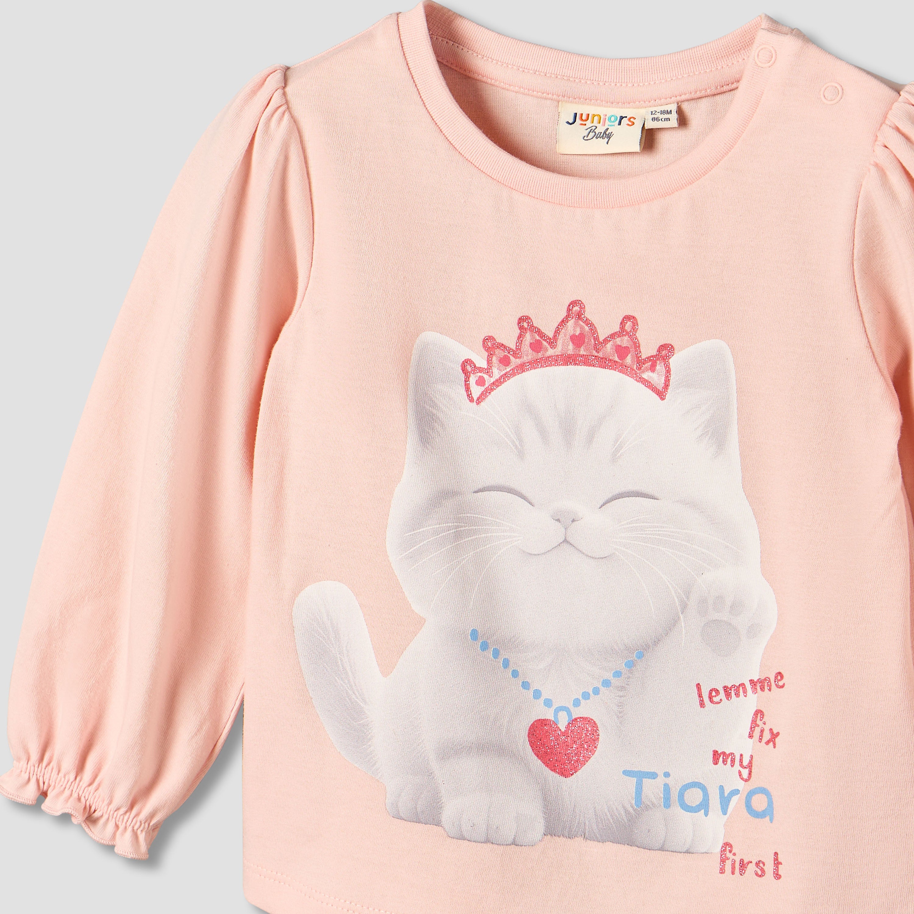 Juniors Crew Neck Long Sleeves T-shirt with Graphic Print