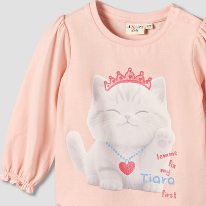 Juniors Crew Neck Long Sleeves T-shirt with Graphic Print