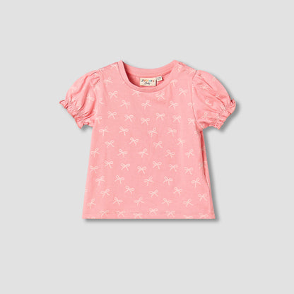 Juniors Crew Neck Short Sleeves T-shirt with Floral Print