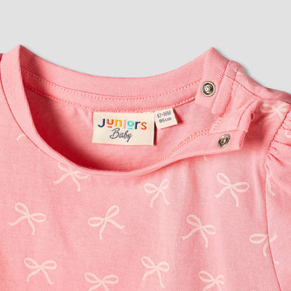Juniors Crew Neck Short Sleeves T-shirt with Floral Print