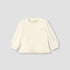Juniors Crew Neck Long Sleeves T-shirt with Heart Applique - Cream / 12-18 mths