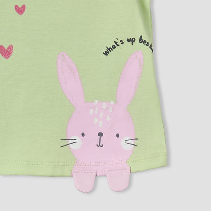 Pack of 3 Juniors Crew Neck Short Sleeves T-shirt with Bunny Print