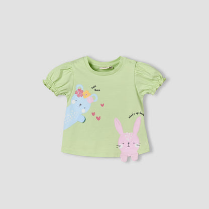 Pack of 3 Juniors Crew Neck Short Sleeves T-shirt with Bunny Print
