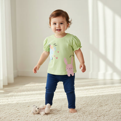 Pack of 3 Juniors Crew Neck Short Sleeves T-shirt with Bunny Print