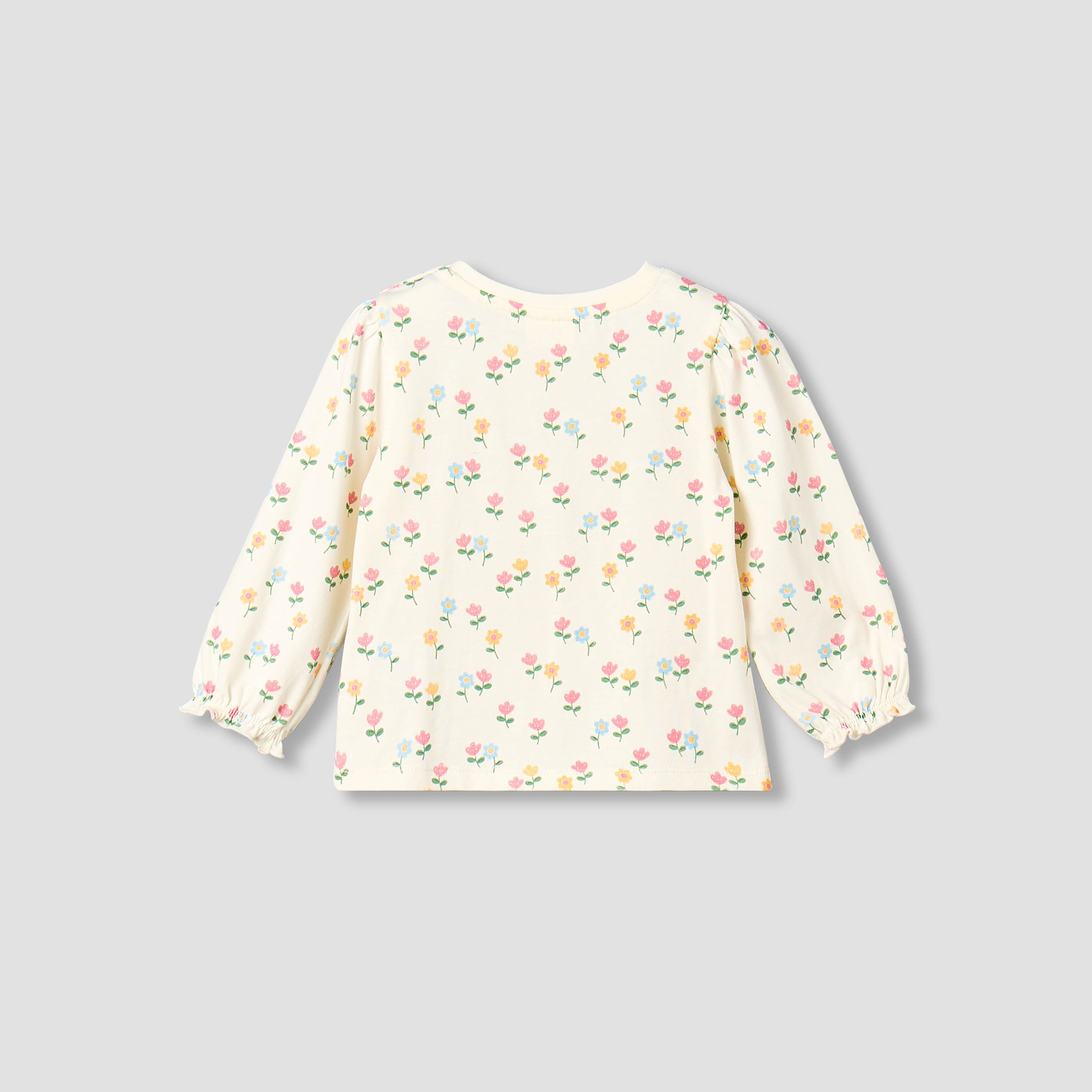Juniors Crew Neck Long Sleeves T-shirt with Floral Print