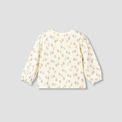 Juniors Crew Neck Long Sleeves T-shirt with Floral Print