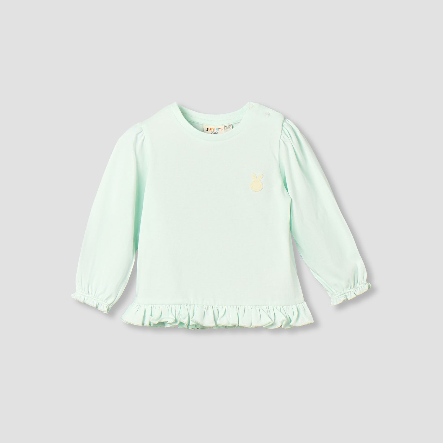 Juniors Crew Neck Long Sleeves T-shirt with Heart Applique