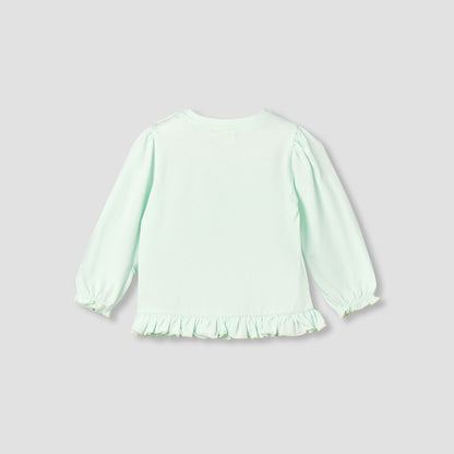 Juniors Crew Neck Long Sleeves T-shirt with Heart Applique