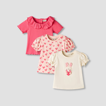 Pack of 3 Juniors Round Neck Short Sleeves T-shirt with Assorted Design