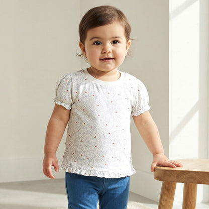 Pack of 2 Juniors Round Neck Short Sleeves T-shirt with Ruffled Hem