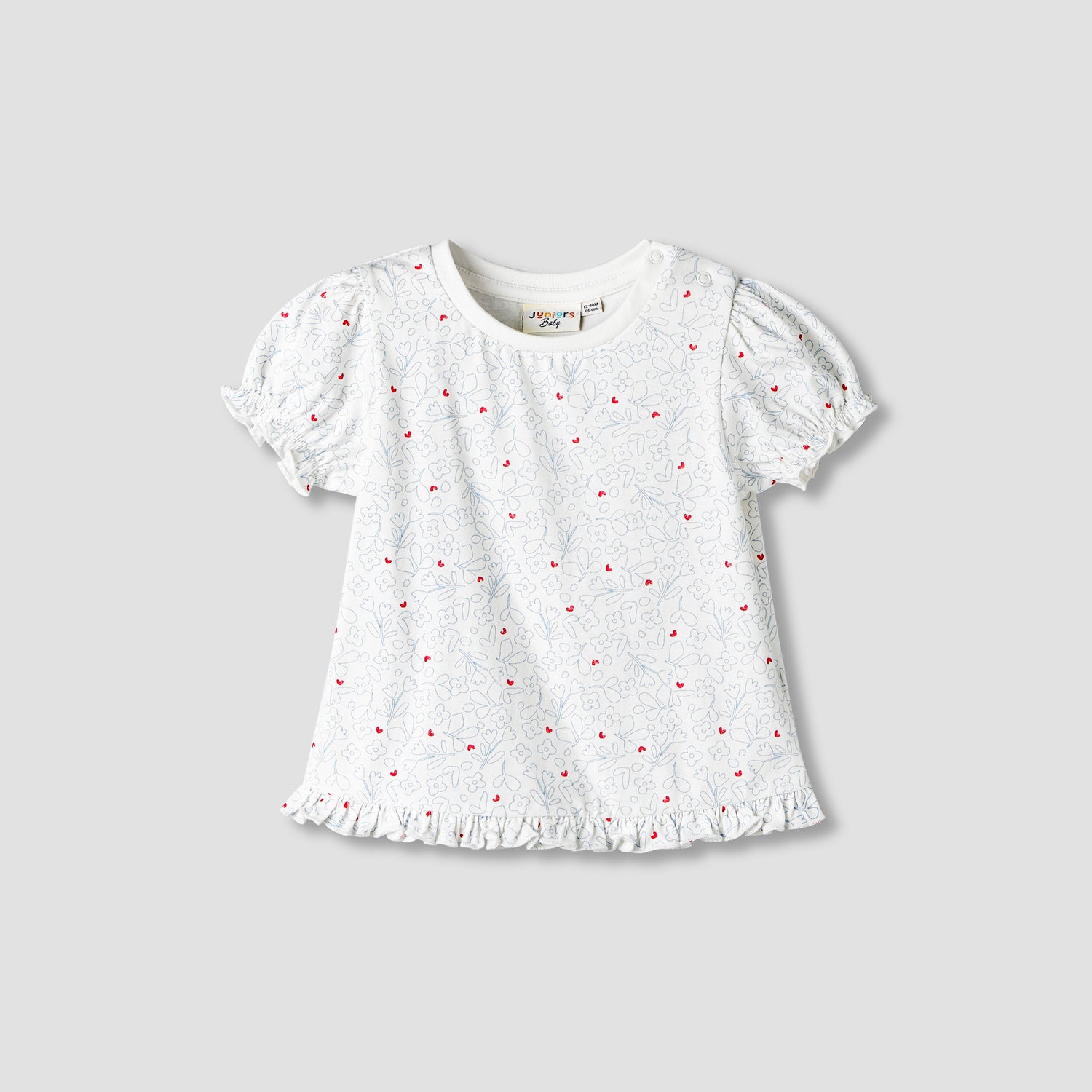 Pack of 2 Juniors Round Neck Short Sleeves T-shirt with Ruffled Hem