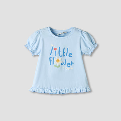 Pack of 2 Juniors Round Neck Short Sleeves T-shirt with Ruffled Hem