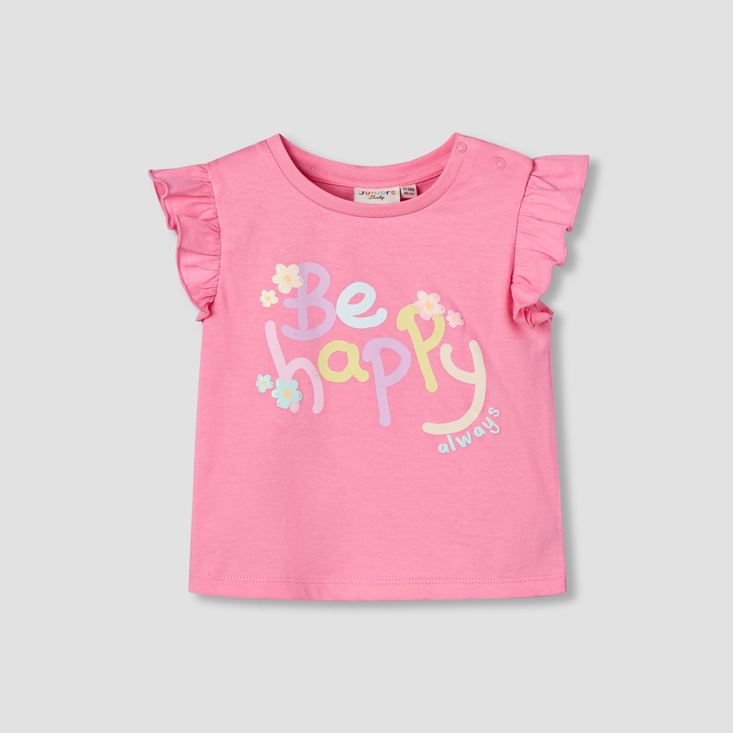 Juniors Round Neck Cap Sleeves T-shirt with Bunny Print