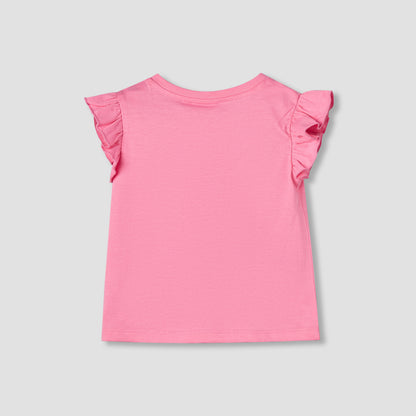 Juniors Round Neck Cap Sleeves T-shirt with Bunny Print