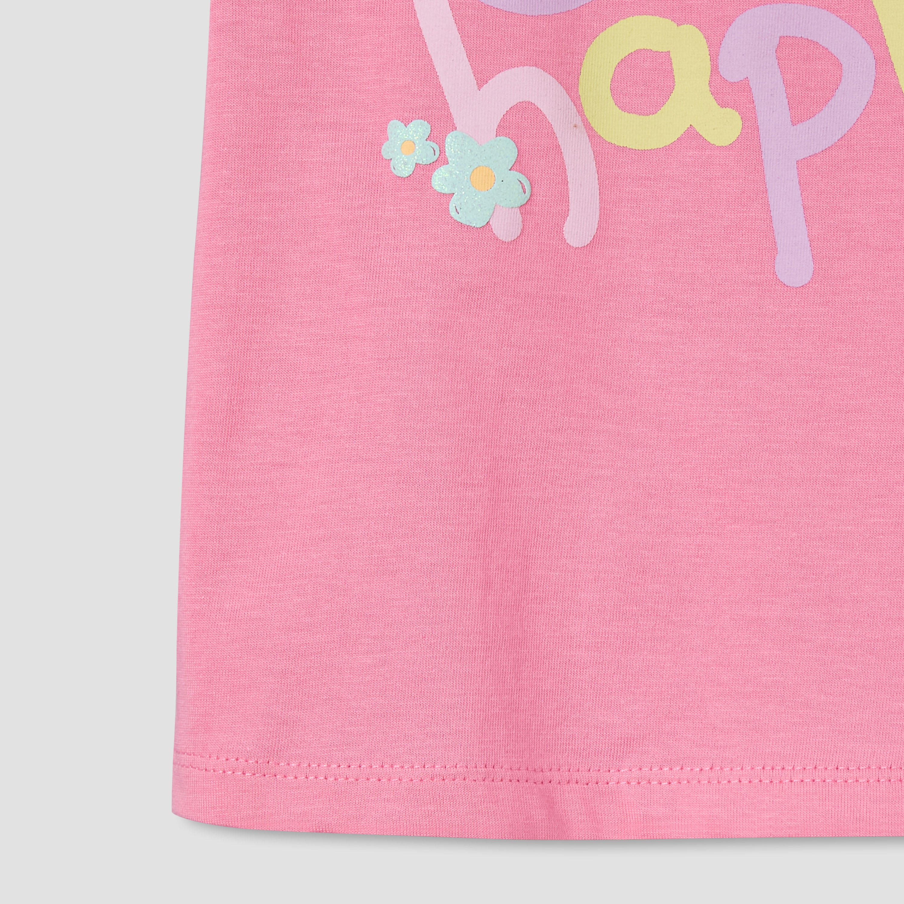 Juniors Round Neck Cap Sleeves T-shirt with Bunny Print