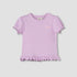 Juniors Crew Neck Short Puff Sleeves T-shirt with Ribbed Texture - Purple / 12-18 mths