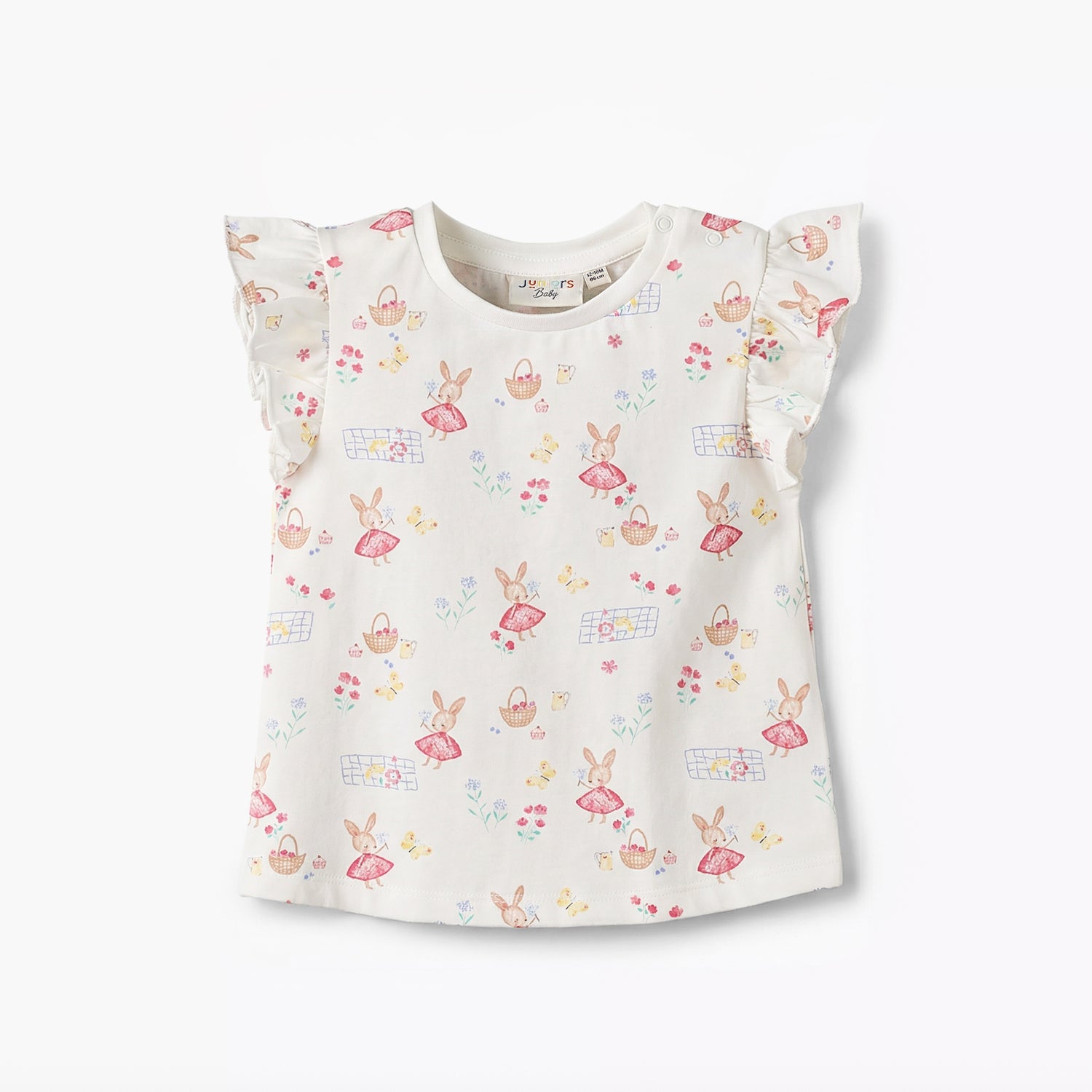 Juniors Round Neck Sleeveless T-shirt with Bunny Print - Multicolour / 12-18 mths
