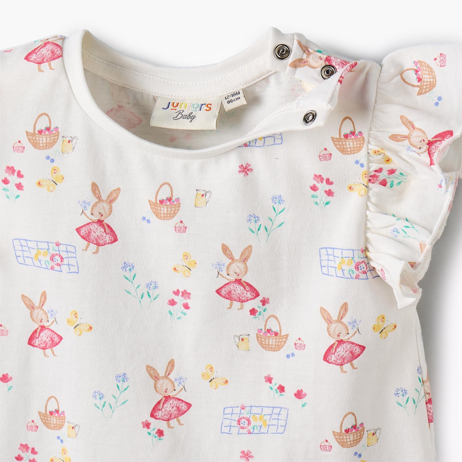 Juniors Round Neck Sleeveless T-shirt with Bunny Print