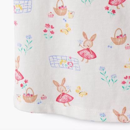 Juniors Round Neck Sleeveless T-shirt with Bunny Print