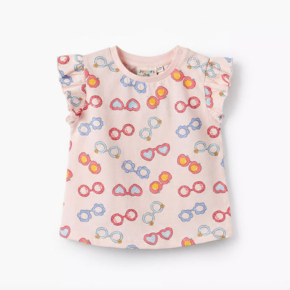 Juniors Round Neck Sleeveless T-shirt with Sunglass Print - Multicolour / 12-18 mths