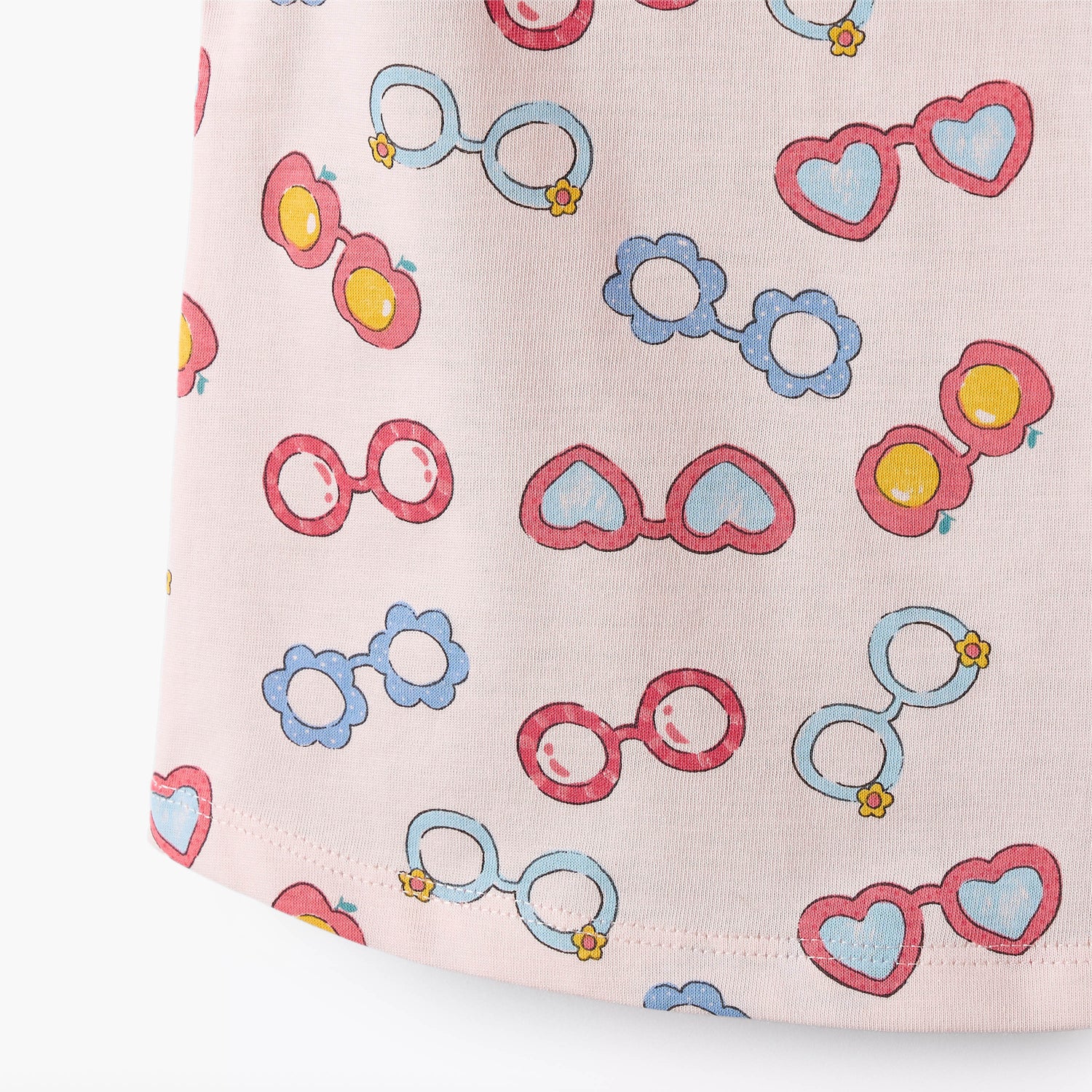 Juniors Round Neck Sleeveless T-shirt with Sunglass Print