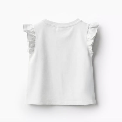 Juniors Round Neck Sleeveless T-shirt with Unicorn Print