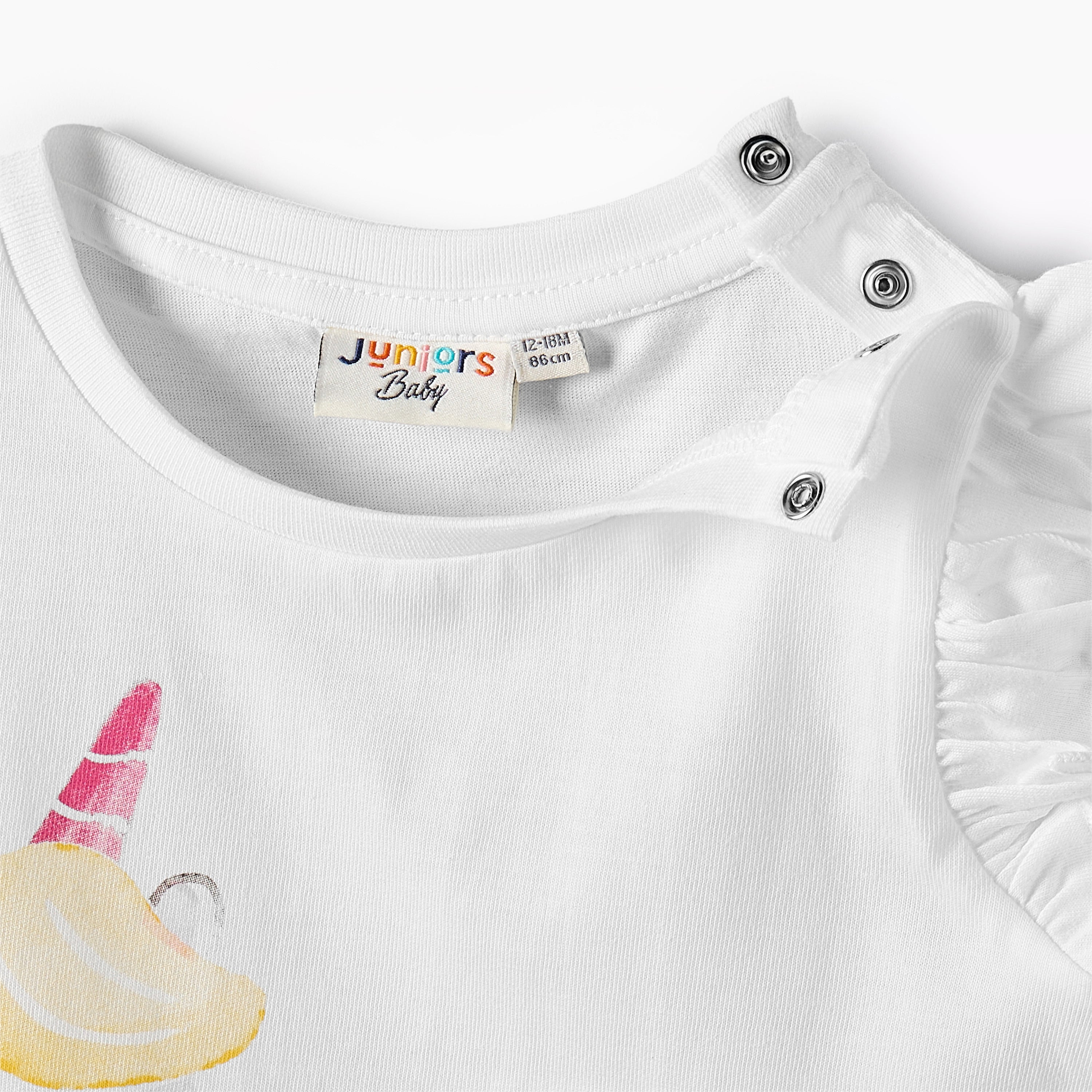 Juniors Round Neck Sleeveless T-shirt with Unicorn Print