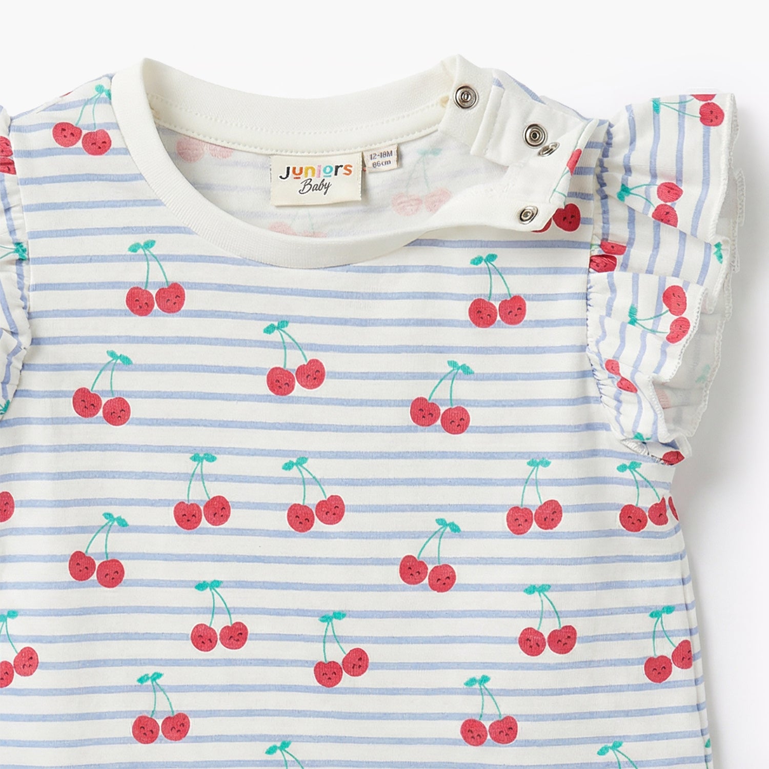 Juniors Crew Neck Sleeveless T-shirt with Cherry Print