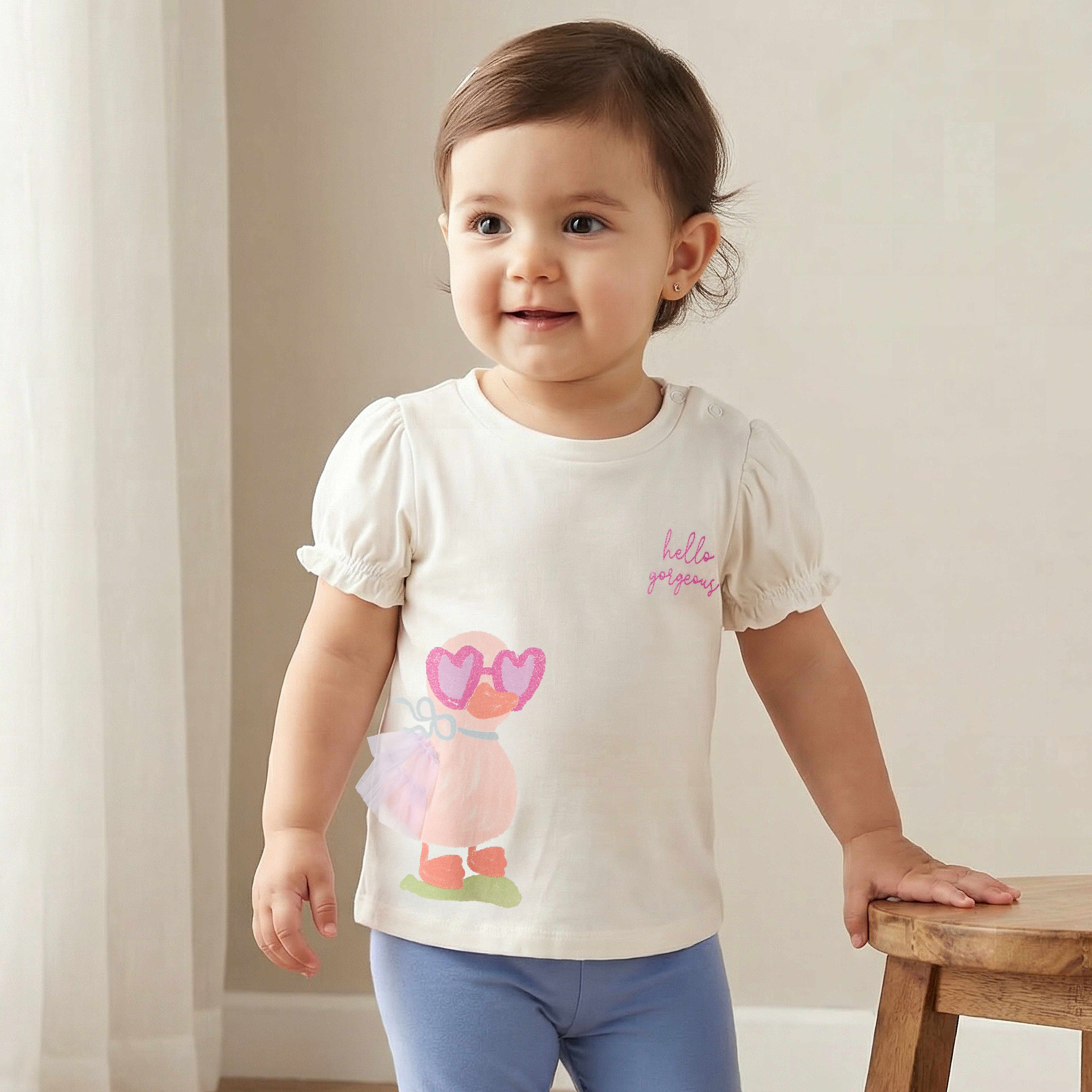 Pack of 2 Juniors Round Neck Short Sleeve T-shirt with Snap Button Closure