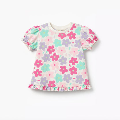 Pack of 2 Juniors Crew Neck Short Sleeve T-shirt with Floral Print
