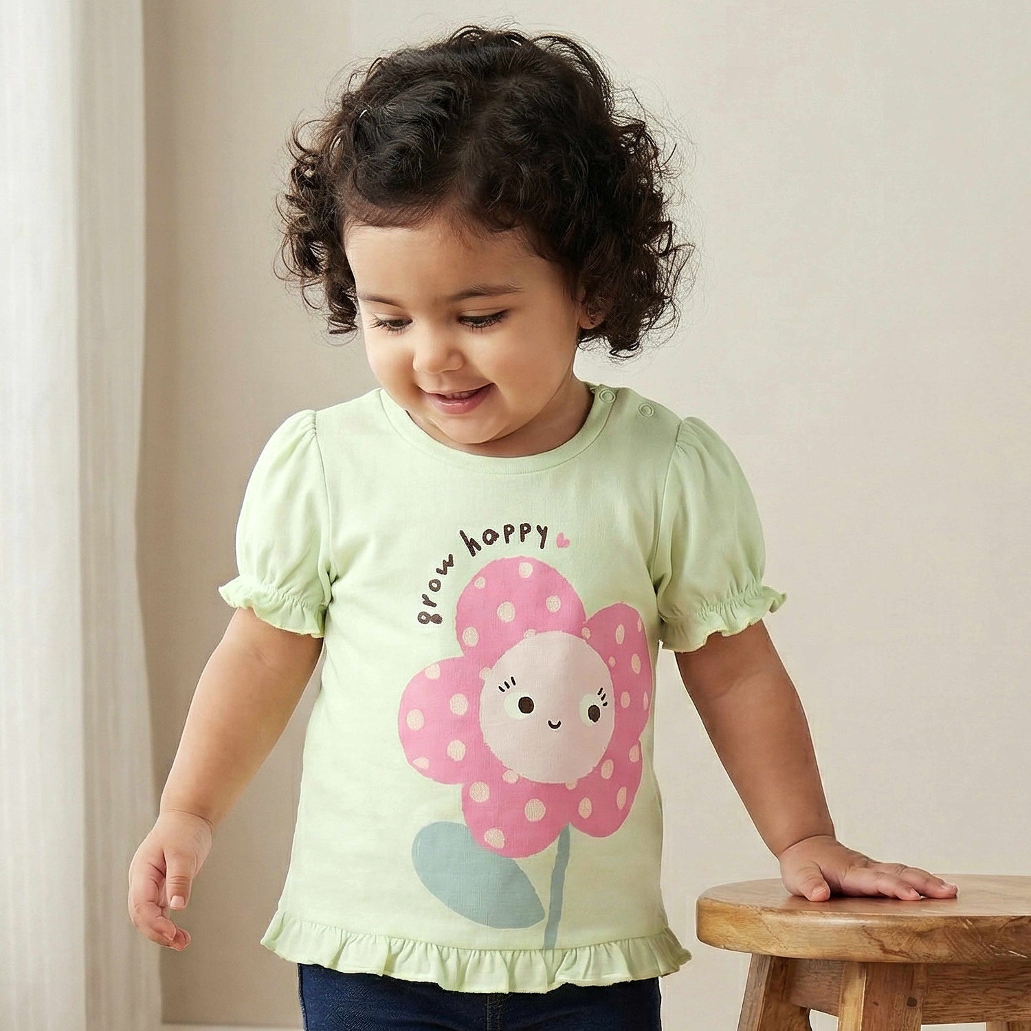Pack of 2 Juniors Crew Neck Short Sleeve T-shirt with Floral Print