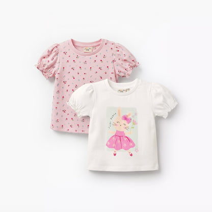 Pack of 2 Juniors Round Neck Short Sleeves T-shirt with Assorted Prints - Multicolour / 12-18 mths