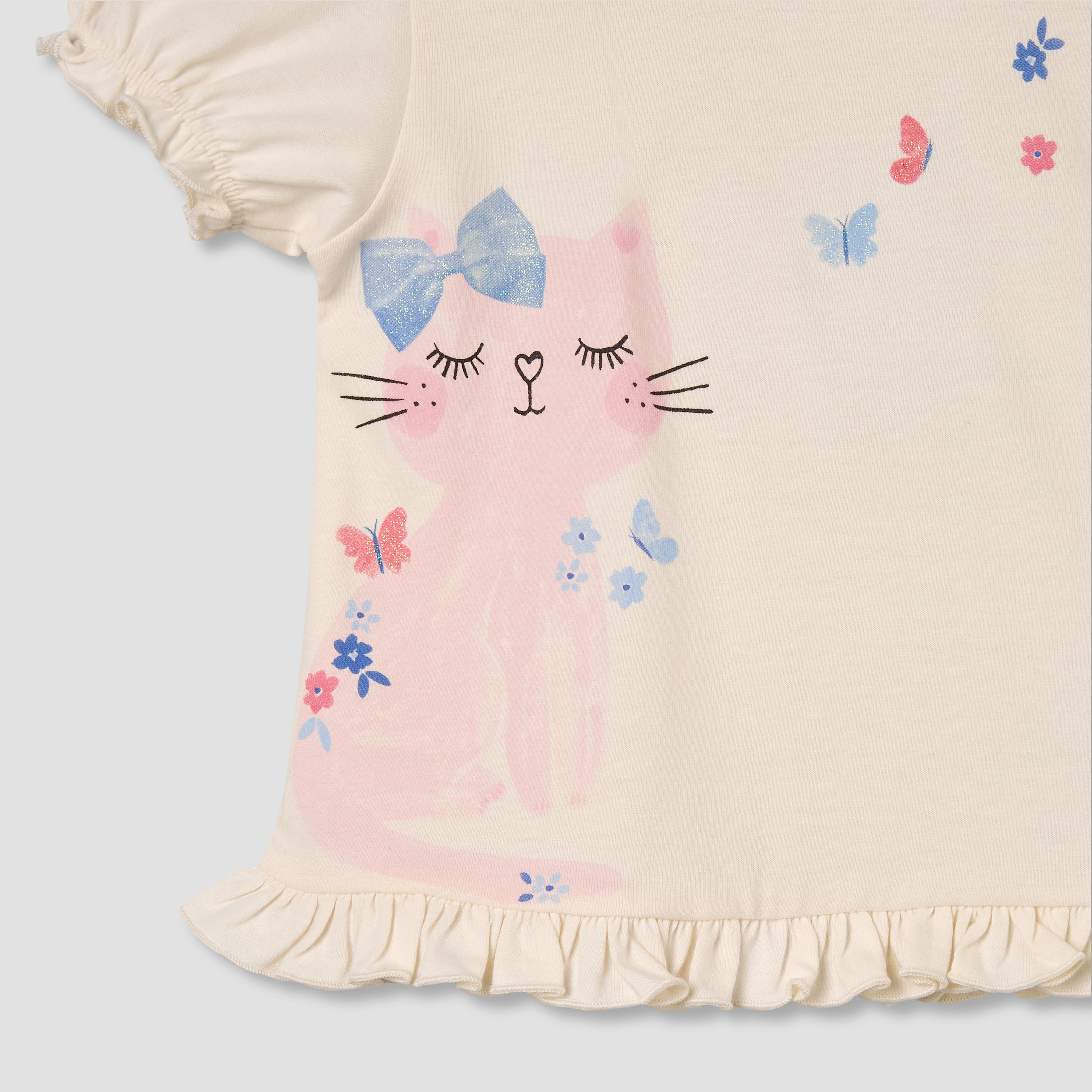 Pack of 2 Juniors Round Neck Short Sleeve T-shirt with Print