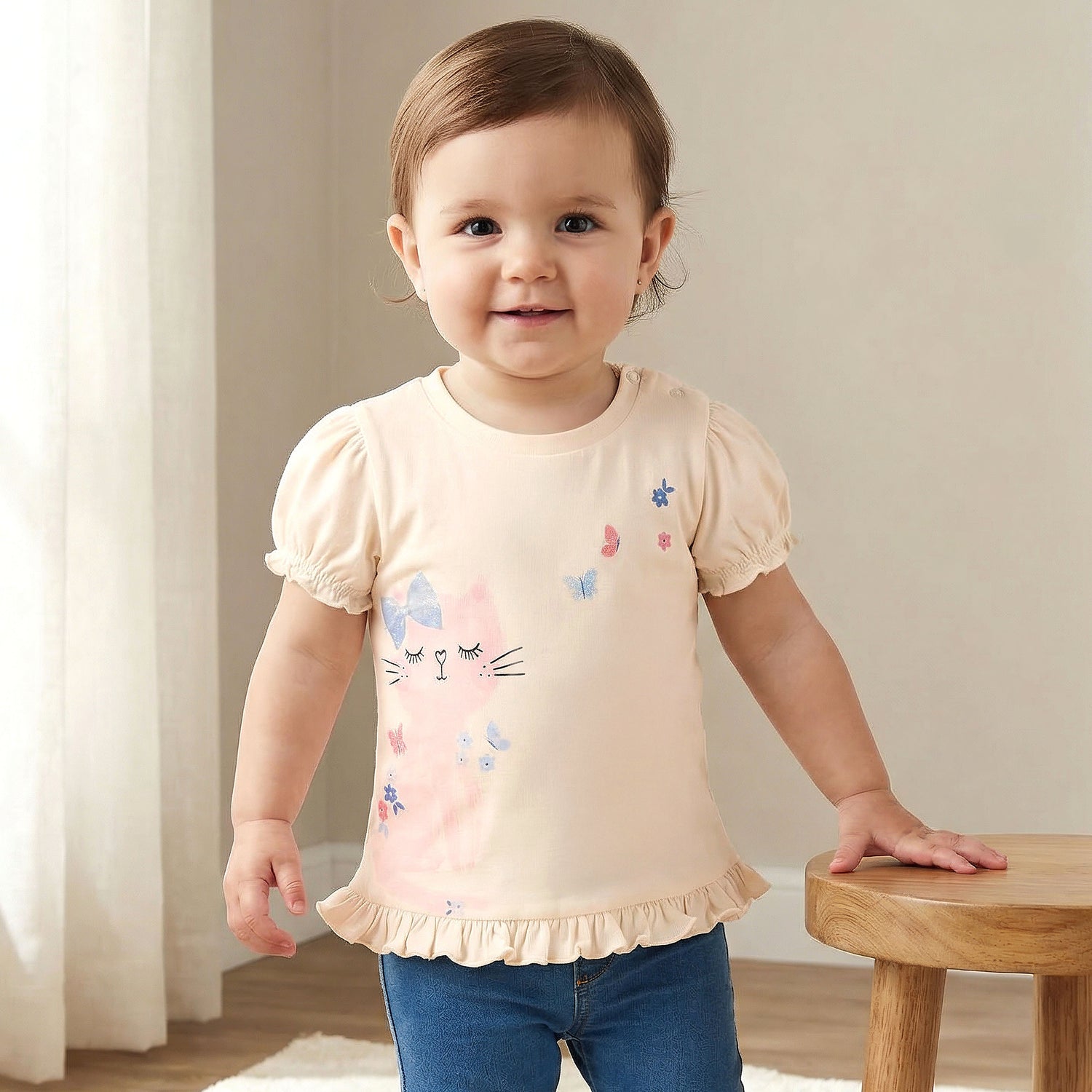 Pack of 2 Juniors Round Neck Short Sleeve T-shirt with Print