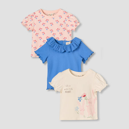 Pack of 3 Juniors Round Neck Short Sleeve T-shirt