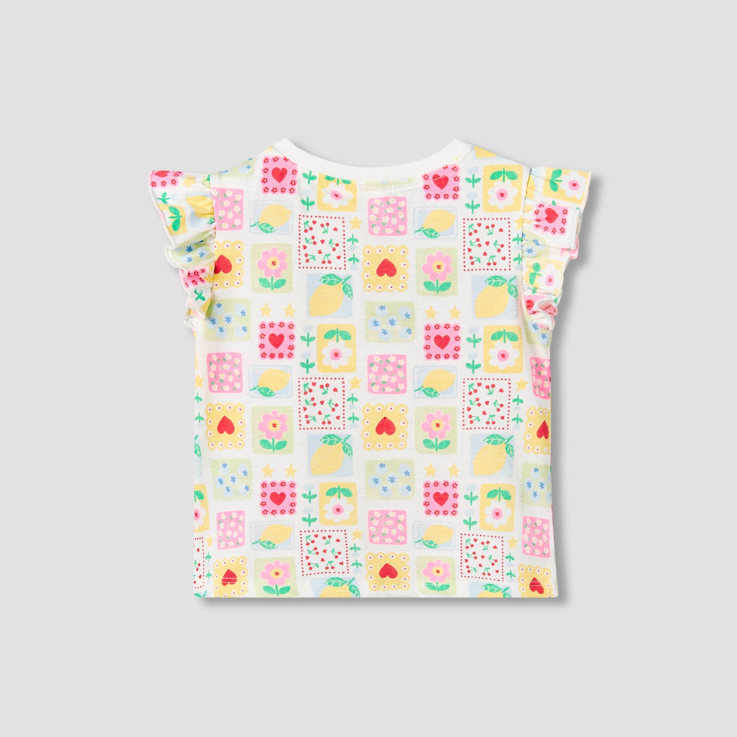 Juniors Crew Neck Short Sleeves T-shirt with Tile Print