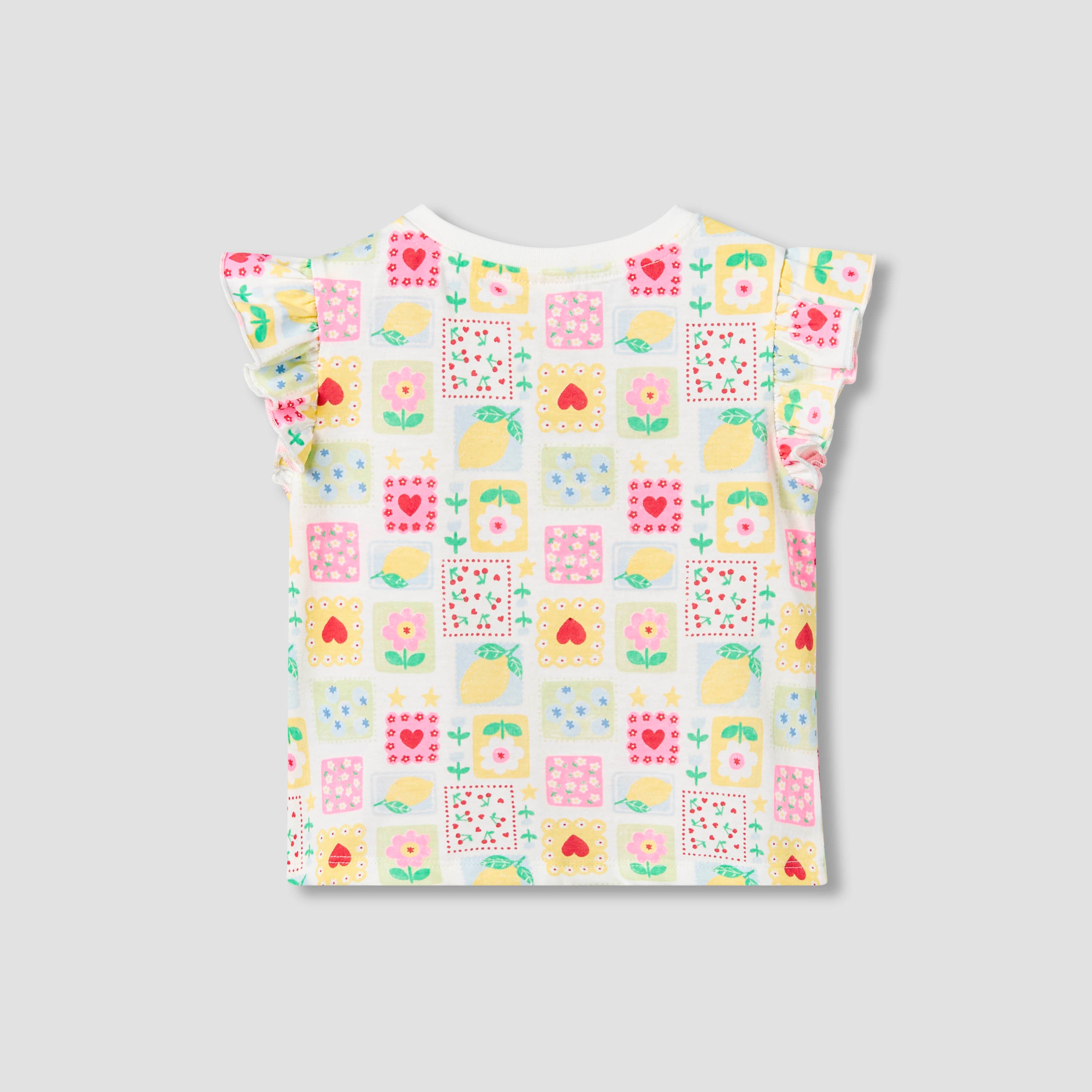 Juniors Crew Neck Short Sleeves T-shirt with Tile Print