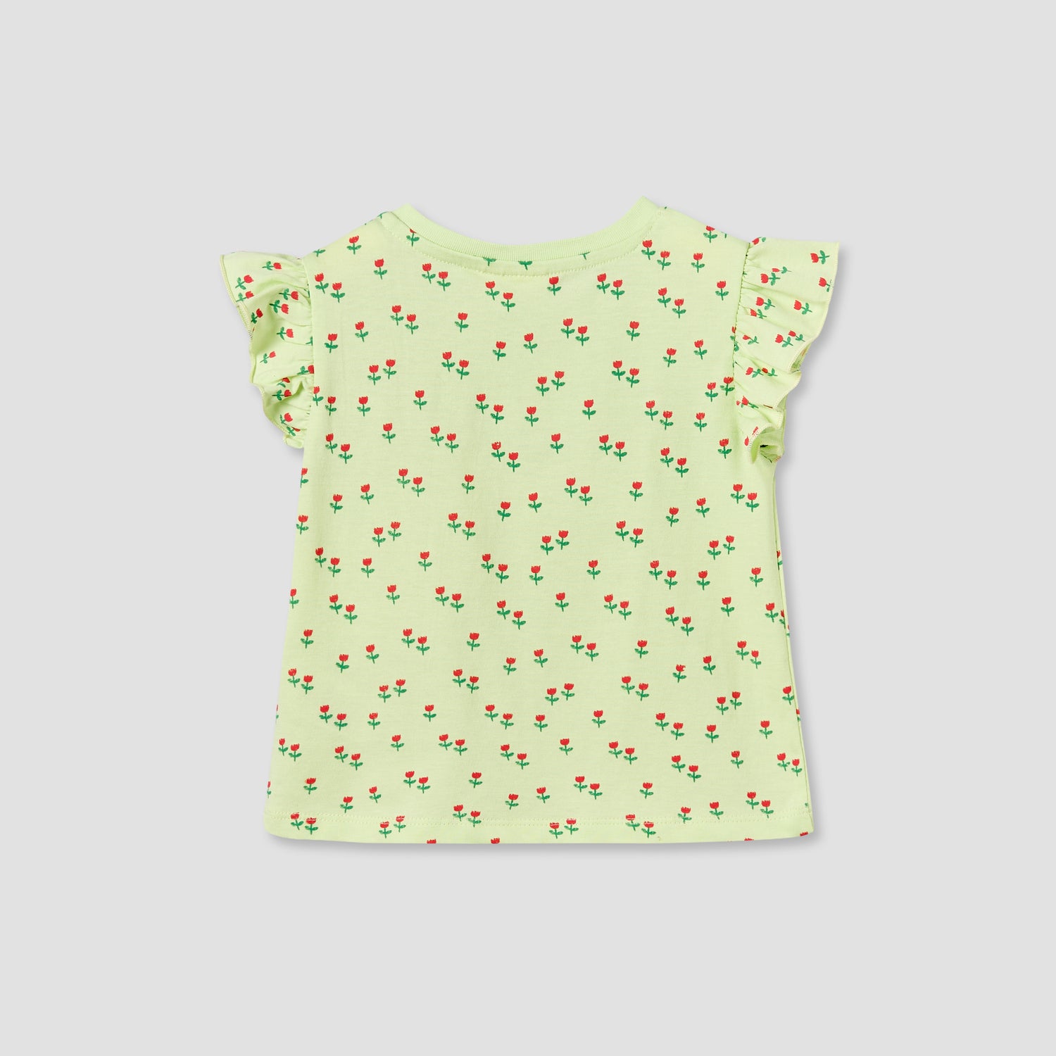Juniors Round Neck Sleeveless T-shirt with Floral Print
