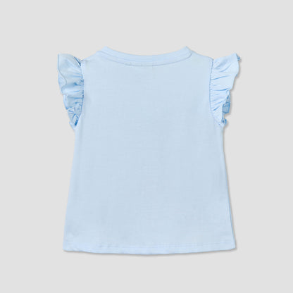 Juniors Crew Neck Sleeveless T-shirt with Heart Print