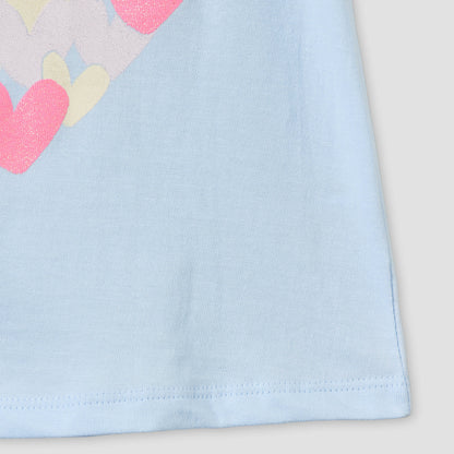 Juniors Crew Neck Sleeveless T-shirt with Heart Print
