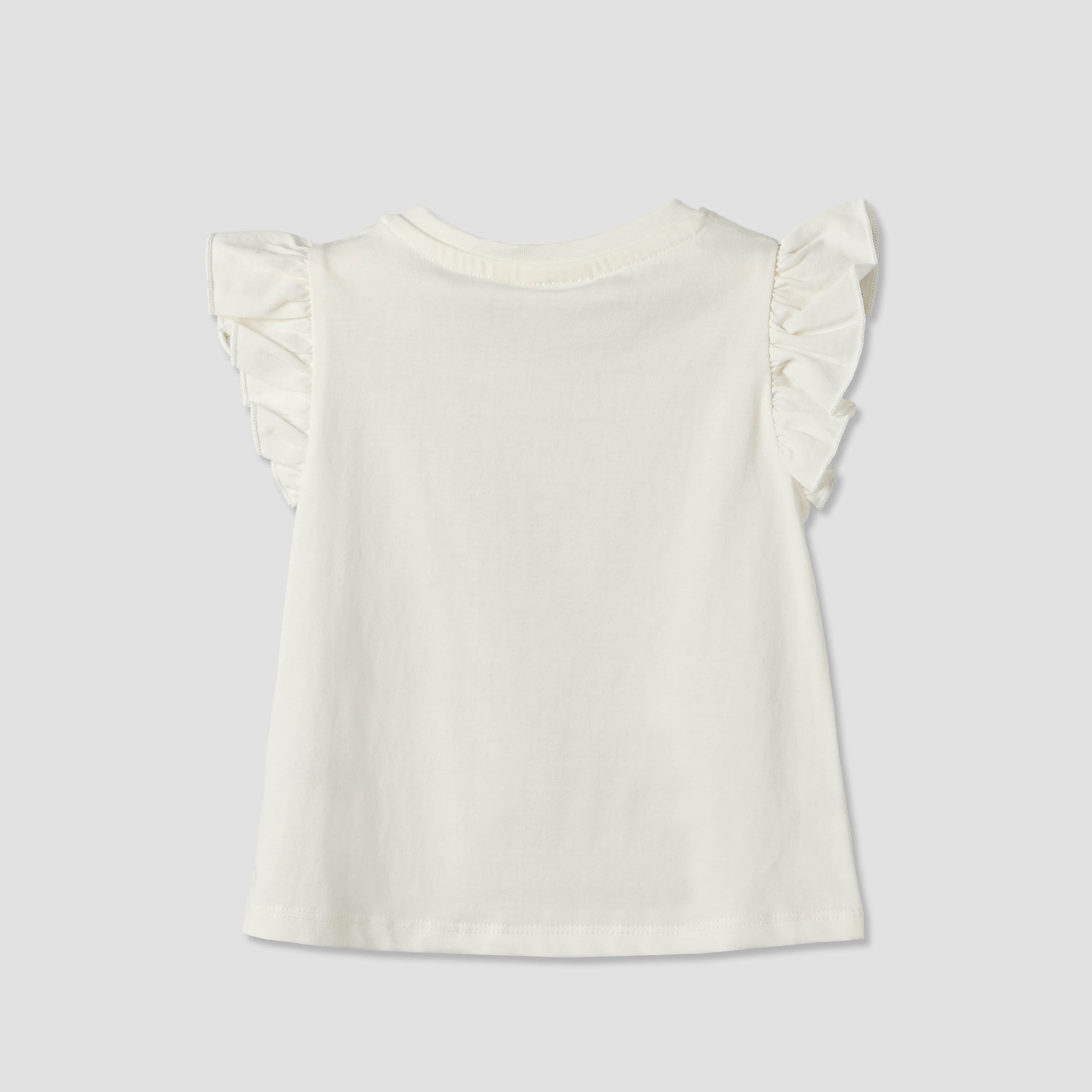 Juniors Round Neck Sleeveless T-shirt with Flower Applique