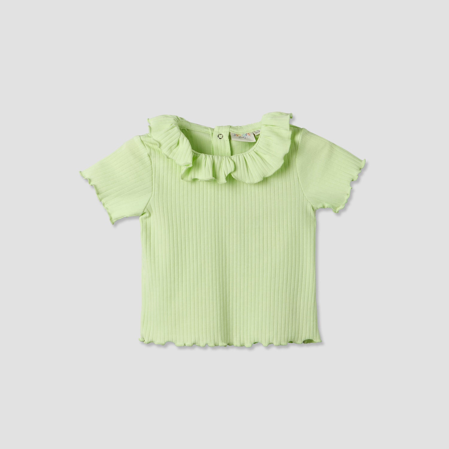 Juniors Round Neck Short Sleeves T-shirt with Ribbed Design - Green / 12-18 mths